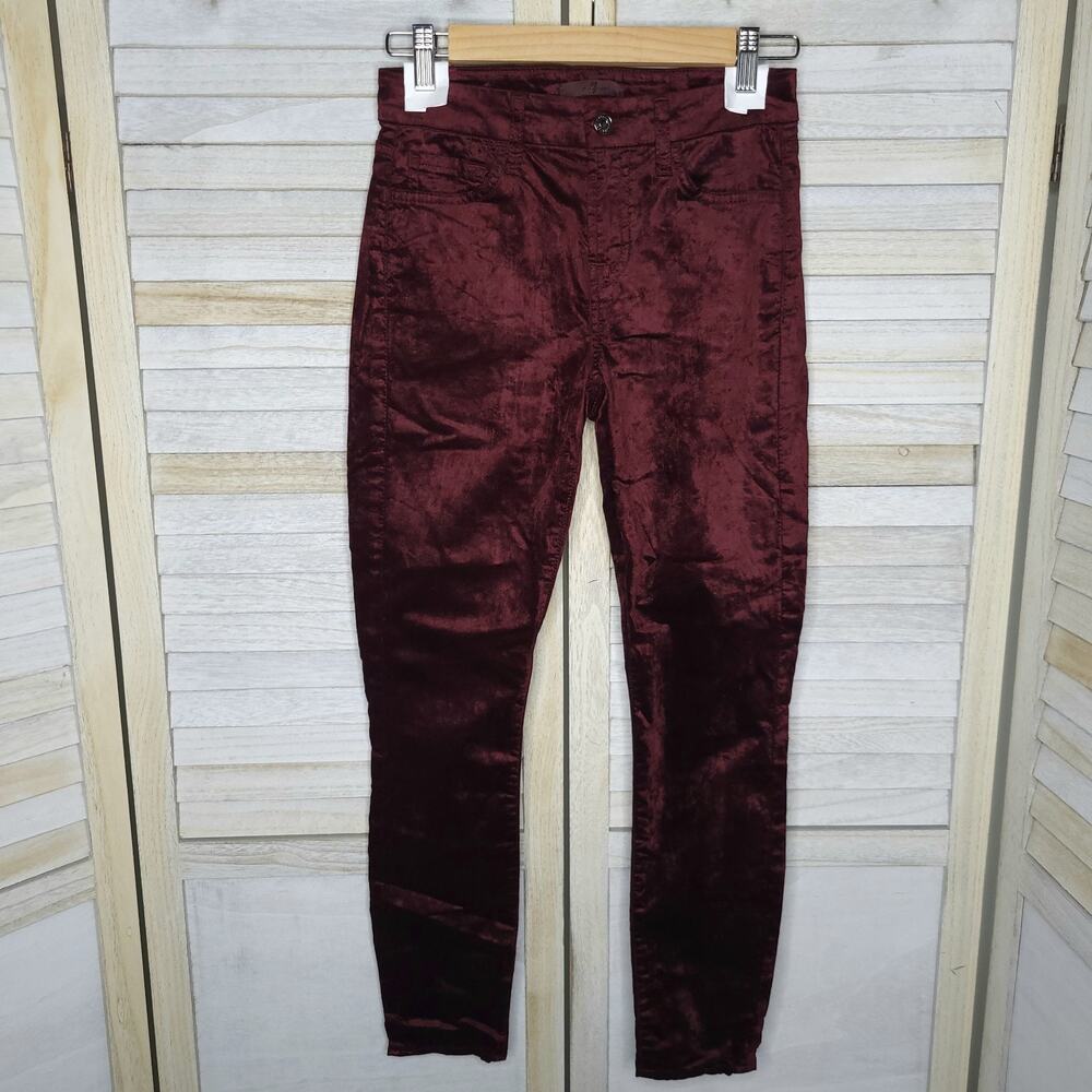 7 For All Mankind Velvet Skinny Jeans Women’s Size 25 Wine Burgundy 7FAM 0 / 2